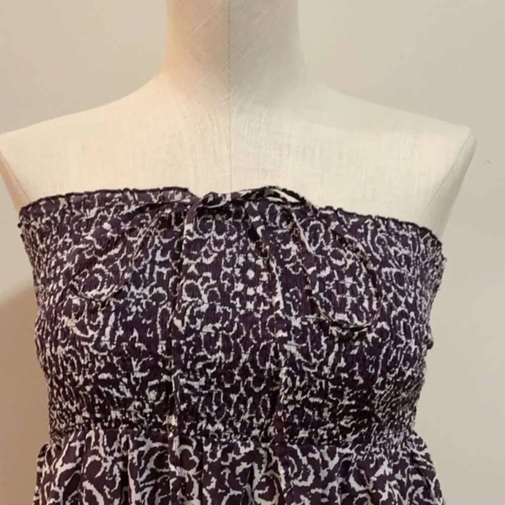 Motherhood maternity Blouse purple,white cotton tunic boho strapless top Sz Med - Picture 4 of 7